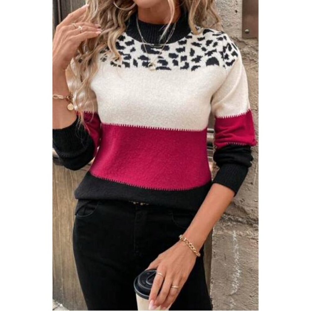 Casual Leopard Print Multicolor Pullovers